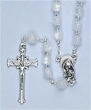 Pack of 4 Faux Mother of Pearl Communion Rosaries W/ Silver Plated Crucifix 16