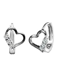 Jewelry: Romantic Time Antique Silver Plated Heart Shaped Gemstone Accented Hoop Earrings - Romantic time