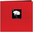 Book Cloth Cover Postbound Album With Window 12-Inch by 12-Inch, Red
