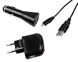 mumbi 3in1 Lade SET: micro USB Datenkabel + USB Netzteil + USB KFZ Adapter 1000mAh f�r alle Ger�te mit micro USB Anschluss