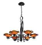 IMAGE OF Elk 10185/6AMB Villa 6-Light Chandelier Amber Glass In Weathered Rust