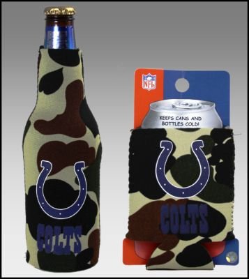 SET OF 2 INDIANAPOLIS COLTS CAMO BOTTLE & CAN KOOZIES