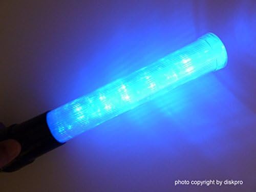 Traffic Safety Wand, 4 Red with 4 Blue LED, two flashing modes (Blinking in Red &amp; Steady-glow in Red / blue), uses 2 D-size batteries (Not included)