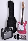 SX RST 3/4 LH BGMY Left Handed Short Scale Pink Guitar Package with Amp, Carry Bag and Instructional DVD
