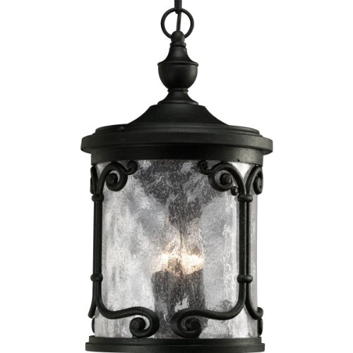Progress Lighting P5555-80 3-Light Augusta Hanging Lantern, Forged Black