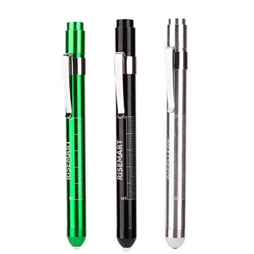 Risemart pack of 3 reusable led diagnostic penlight wit…