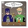 Rich Diesslins Funny General Cartoons - Super Hero Parody with Batman and Green Lantern at the bar - Wall Clocks