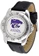 Kansas State Wildcats Suntime Mens Sports Watch w/ Leather Band - NCAA College Athletics
