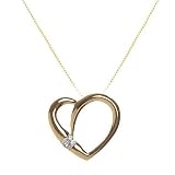 18kt Gold over Sterling Silver Open White CZ Heart Pendant on 18in Box Chain Necklace