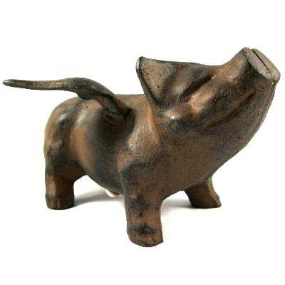 Whimsical Cast Iron Flying Pig Statue ~ Garden Angel