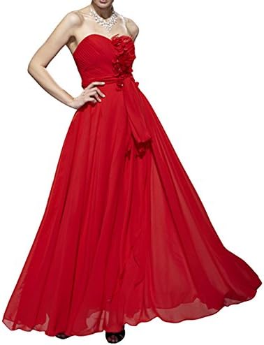 YANDI Women's Sweetheart Floral Prom Gown Long Evening Gown Red 3XL
