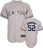 MLB Youth New York Yankees C.C. Sabathia Road Gray Short Sleeve 6 Button Synthetic Replica Baseball Jersey Spring 2011  (Road Gray, X-Large)
