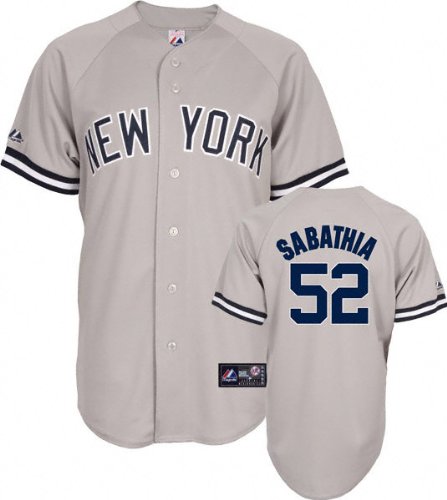 MLB Youth New York Yankees C.C. Sabathia Road Gray Short Sleeve 6 Button Synthetic Replica Baseball Jersey Spring 2011  (Road Gray, X-Large)
