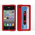 Iprotect ORIGINAL RETRO STYLE HIGHCLASS KASSETTEN / KASSETTE SILIKON CASE ROT / RED F�R DAS IPHONE 4