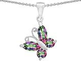 Original Star K(tm) Butterfly Pendant Made with Rainbow Mystic Topaz in .925 Sterling Silver