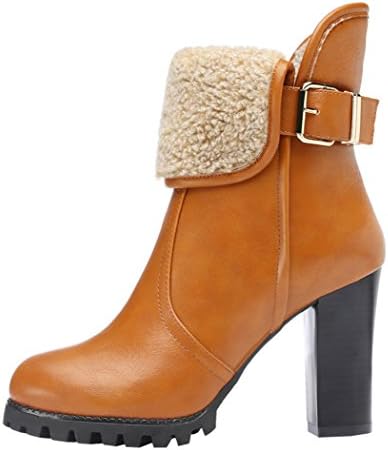 Guciheaven Women Fashion Soft Round Toe Zipper Rubber Leisure Snow Boots(8 B(M)US, Khaki)