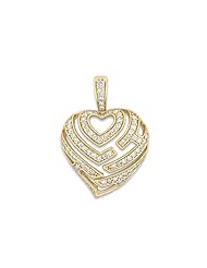 Aloha Heart Pendant with Diamonds in 14K Yellow Gold - 18mm