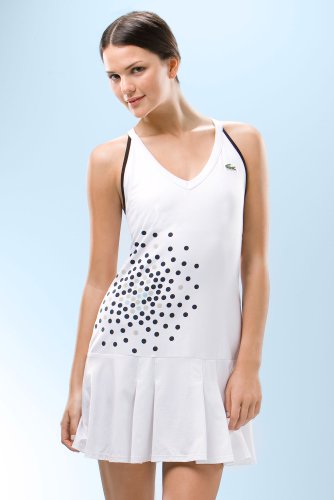 S/L Active V-Neck Dot Printed Jersey Tennis Dress