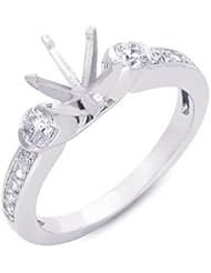 14K White Gold 0.44cttw Round Diamond Semi Mount Engagement Ring
