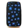 RIM BlackBerry Storm 9530 Thunder 9500 Black Laser Skin Case Silicone Protector with Diamonds "Blue Stars" Design