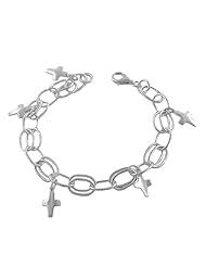 Sterling Silver Cross Charm Bracelet (7 Inch)