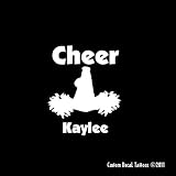 Cheerleader Custom Megaphone Pom Poms Car Window Decal Sticker White 4"