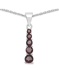 0.80 Carat Genuine Ruby Sterling Silver Pendant Necklace. 18"