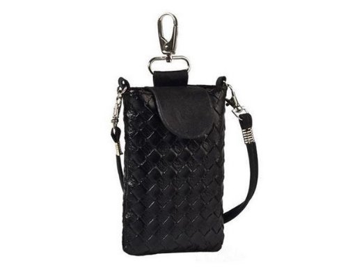 New Fashion Korean Lady Women Black Grid PU Leather Clutch Purse Wallet Evening Bag for Cell Phone