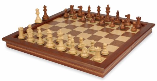 British Staunton in Golden Rosewood with Folding Chess Case - 3