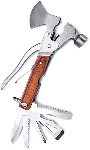 TOPNICES Portable Stainless Steel Multipurpose Axe Hummer Multifunctional Needle Nose Plier， Knife, Can Opener, Screwdriver，Hand S
