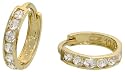 10k Yellow Gold Hoop Earrings w/ CZ Stones, 7/16" (11mm) diameter
