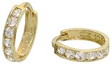 10k Yellow Gold Hoop Earrings w/ CZ Stones, 7/16 (11mm) diameter