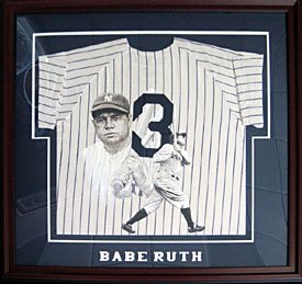 Babe Ruth Unsigned Framed Hand Painted Mitchell & Ness New York Yankees Jersey