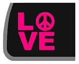 Pink LOVE w/ Peace Sign Car Decal / Sticker