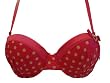 Mamia Dotted Demi Half Cup Multifunctional And Adjustable Padded Underwire Bra With Rhinestone Heart And Bow