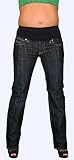 Maternity denim jeans with stretch waist band. Regular cut