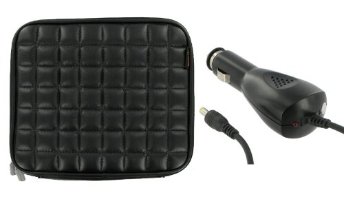ASUS Eee PC Touch T91 8.9-Inch Netbook Laptop Sleeve Slipcase with 12v Car Charger (Memory Foam with Faux Leather - Black)