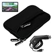Skque Black Glove Series Carrying Case + Clear Screen Protector + Car Charger for Garmin Nuvi 1450 1450LMT