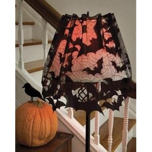Black Bats & Spider Webs Heritage Lace Going Batty 60-Inch Wide by 20-Inch Drop 4-Way
