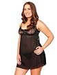 Plus Size Black Lingerie Sheer Underwire Lace Chemise Sexy Lingerie