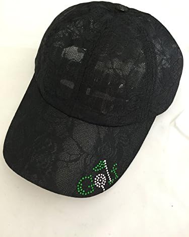 Lacey Hats Women's Lace Baseball Cap - Black with Rhinestone Golf Logo