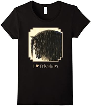 Women's I Heart (Love) Friesian Horses Large Black