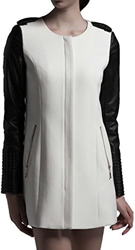 Teng Niu Women's Leasure Collarless Coat Size M Color White