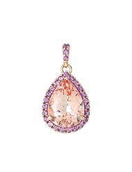 Morganite And Amethyst Teardrop Pendant in 14K Rose Gold