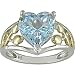 14K Yellow Gold and Sterling Silver Blue Topaz Heart Ring