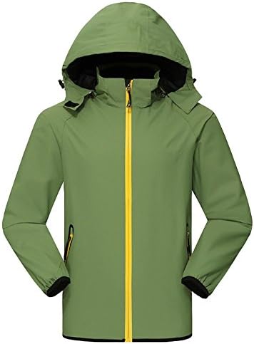 Cloudy Men's Spring Waterproof Front-Zip Hooded Rain Jacket(Green,US M/Asian3XL)