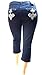 1826 Women's PLUS SIZE Stretch MID RISE Denim JEANS CAPRI BLUE & BLACK PC-2687