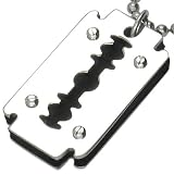 Edgy Stainless Steel Razor Blade Pendant with Carbon Fiber