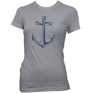 Buy Anchor (Blue) Ladies Fine Jersey T-Shirt by Solid Gold Bomb