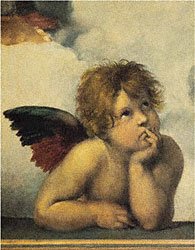 Eurographics RAF1003 Sanzio Raffaello, Engel Cherubino I (Sixtinische Madonna) 40 x 50 cm, Hochwertiger Kunstdruck